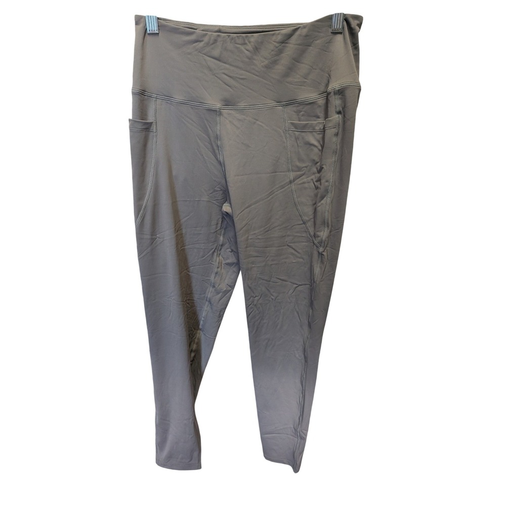 IMUCHIC Womens High Waisted Activewear Leggings Taupe Gray Size M Side Pockets